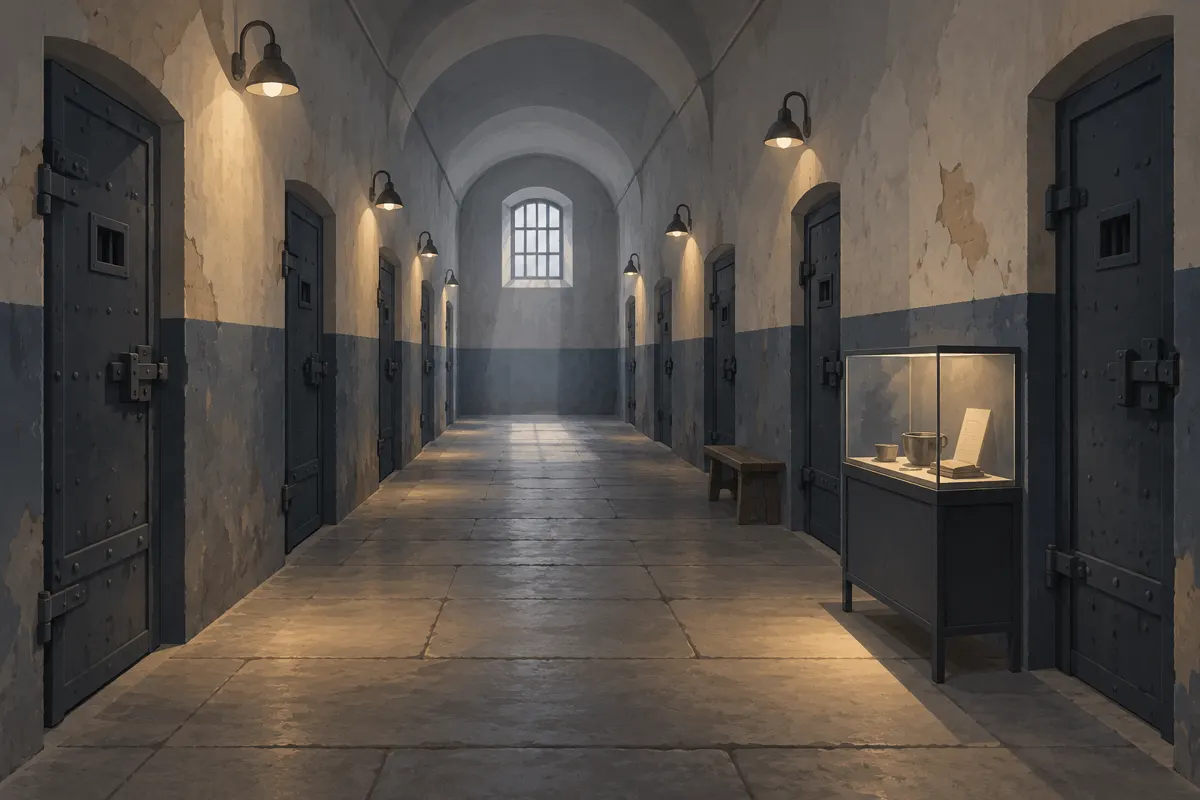 Ilustracja dawnego więzienia zaadaptowanego na muzeum historii powojennego podziemia.