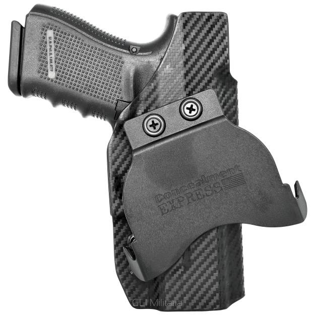 Kabura zewnętrzna lewa do pistoletu Glock 17/19/22/23/26/27/31/32/33/34/45, LH OWB kydex, kolor: carbon