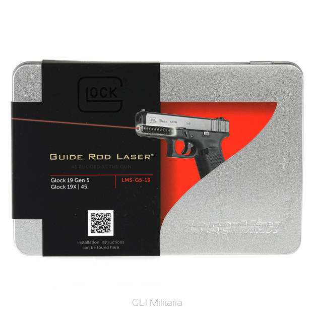 Wskaźnik laserowy w żerdzi do pistoletu Glock 19, 19MOS, 19X, 45 Gen5 - Czerwony - Lasermax LMS-G5-19