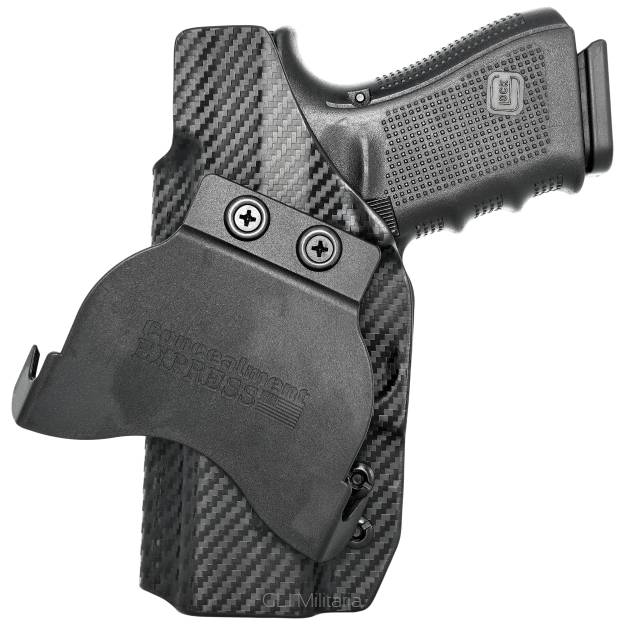 Kabura zewnętrzna prawa do pistoletu Glock 17/19/22/23/26/27/31/32/33/34/45, RH OWB kydex, kolor: carbon